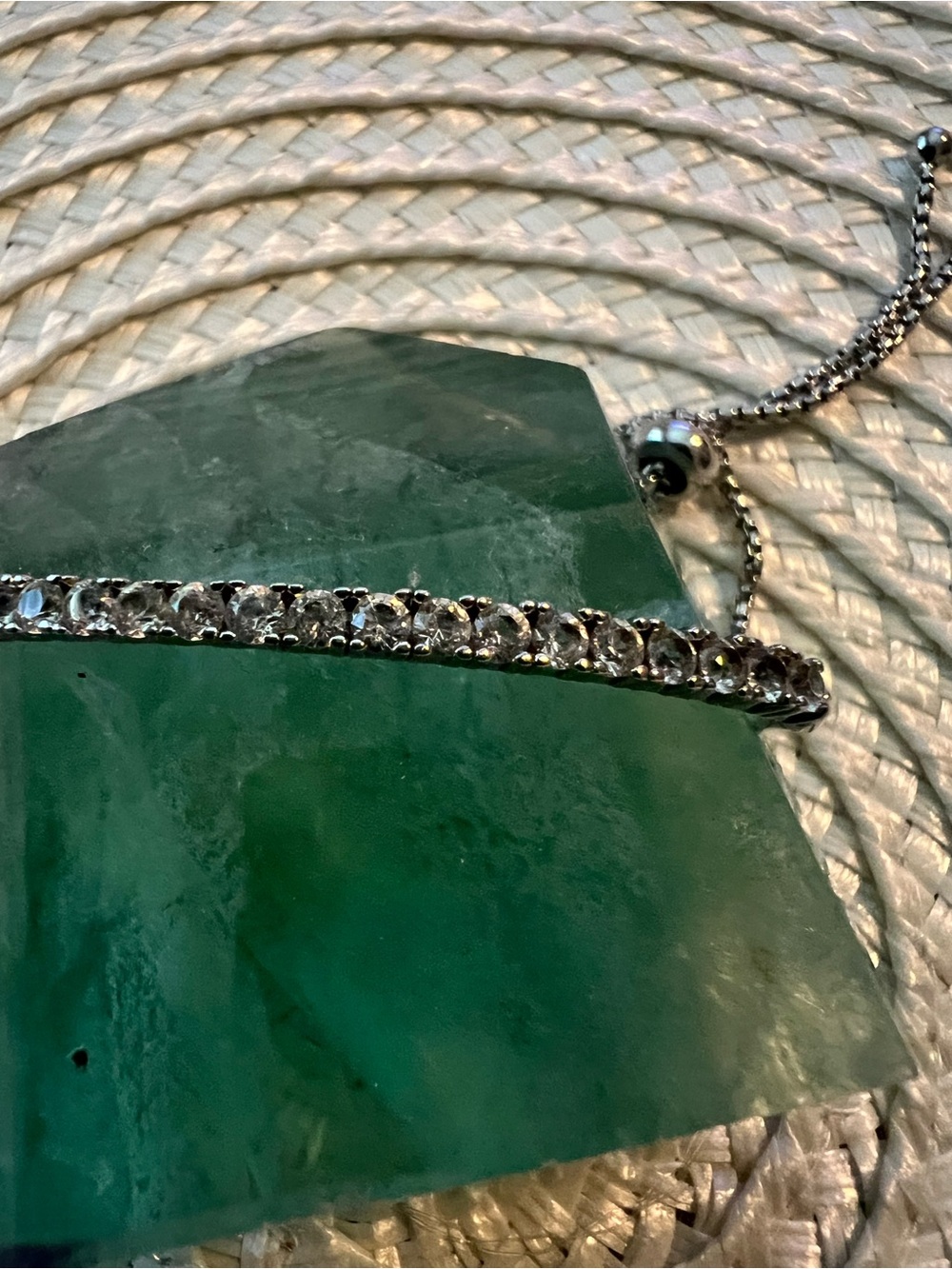 925 P*M GENUINE WHITE TOPAZ GEMSTONE BOLO TENNIS BAR BRACELET